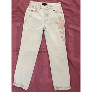 Embroidered mom jeans